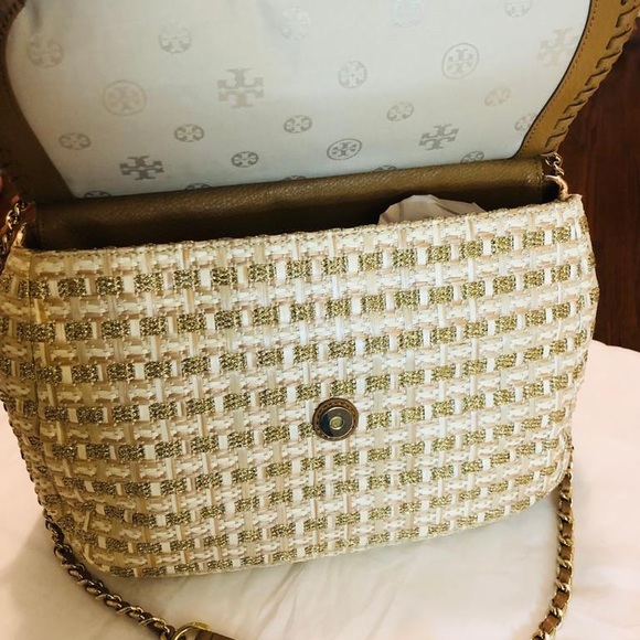 ❤️SOLD❤️Tory Burch Marion Woven Shimmery Shoulder Bag - Picture 5 of 15